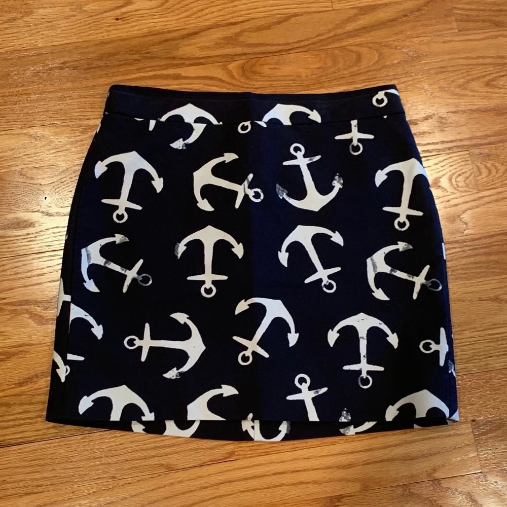 J Crew Dizzy Anchors Postage Mini Skirt